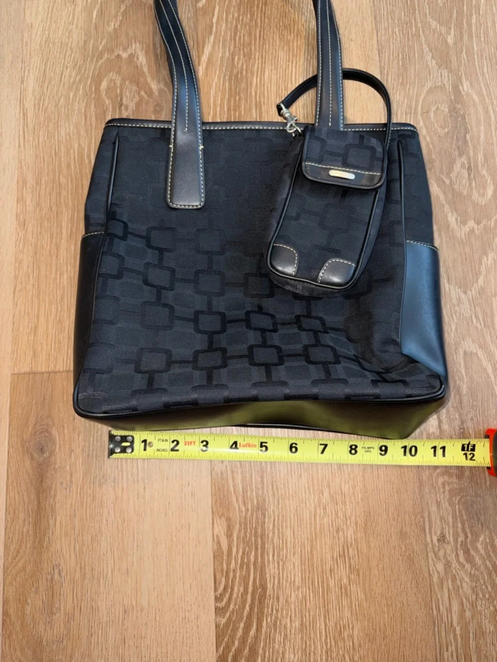 Nine West Black Tote Bag Shoulder Purse w/ Pouch Medium Work Travel Used